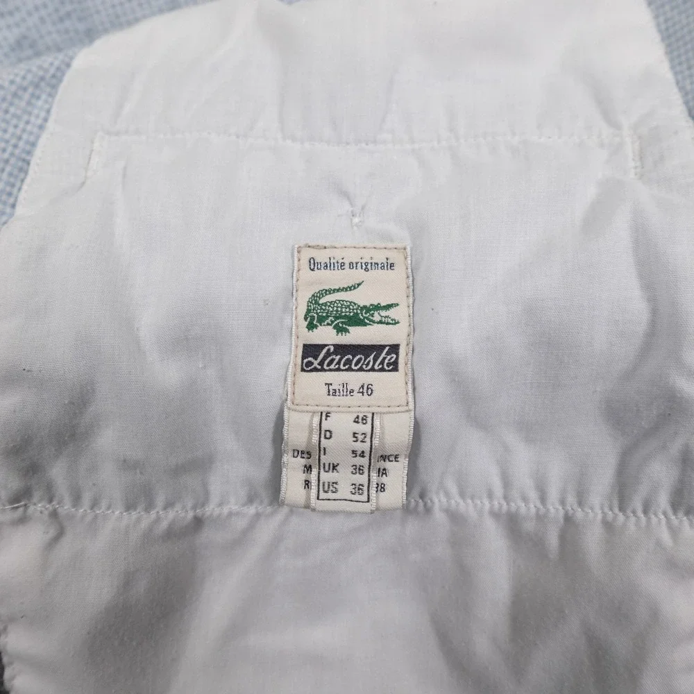 Lacoste Shorts Mens 36 Blue Check Seersucker Preppy Golf Casual Flat Front Chino